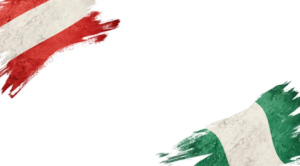 奥地利和尼日利亚关于白人背景的旗帜 — 图库照片